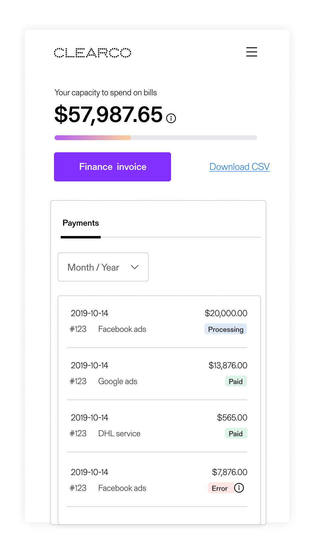 A2 Clear Payments Sign Up